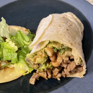 a burrito and salad