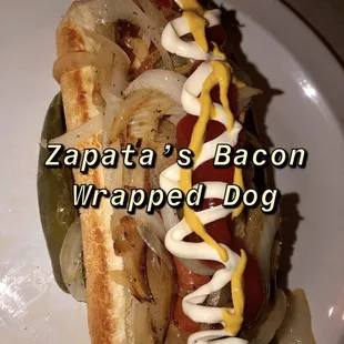 Our packages include bacon wrapped dog