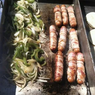 sausages and onions