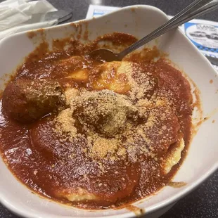 Cheese Ravioli with meatballs
