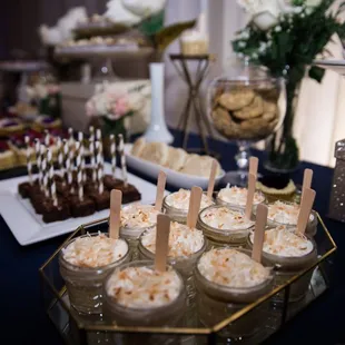 a table of desserts