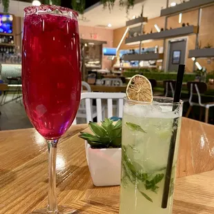 Dragonfruit mimosa and cucumber Collins