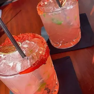  two cocktails on a table