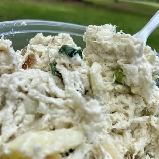 BEST CHICKEN SALAD IN THE CITY: if you aren&apos;t big on lots of mayo and like a few chives and apple slivers: $9.99/LB.
