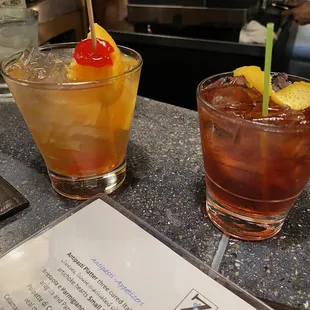 Special old fashioned and Negroni
