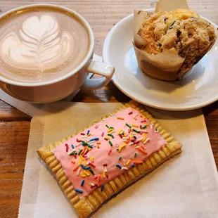 12oz mocha, blueberry muffin &amp; raspberry top tart for The Homie (1/12/24)