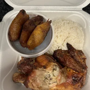 1/2 Chicken REGULAR rice, black beans and maduro