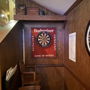 a dart in the center of the room