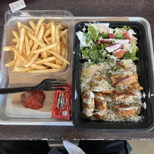 Chicken kabob w/fries