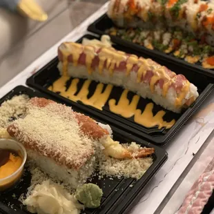 Zato roll Sakura roll  Spicy scallop roll