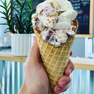 Blueberry Cheesecake Waffle Cone