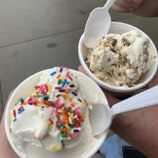2 Scoops: Vanilla with sprinkles &amp; Atomic Blonde.