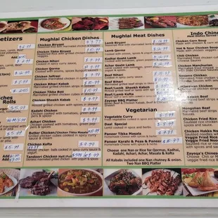 a menu for a restaurant