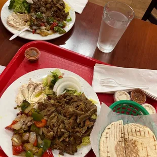 Beef shawarma plate split for us!