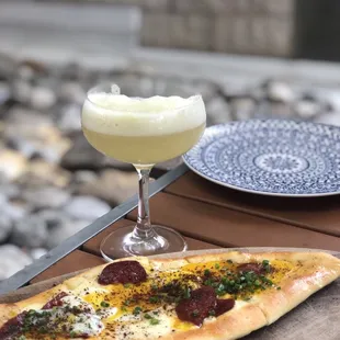 One of the flatbreads and their martini. Yum!! The flatbread had sausage and egg. Delicious!