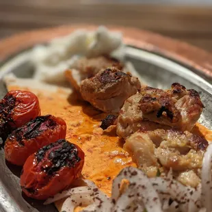 Shish taouk - tender, grilled chicken skewers
