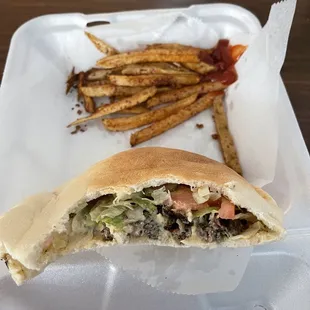 Kefta pita with fries