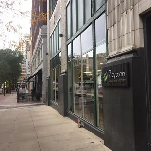 the entrance to the restaurant