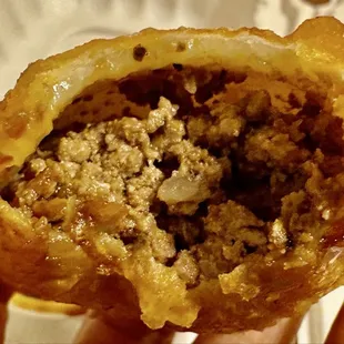 Inside the  Sambusa Ground Beef