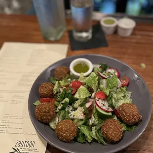 Fattoush Salad (no pita chips) + Falafel