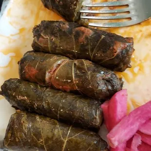 Meat stuffed grape leaves