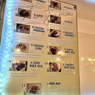 a menu for a restaurant