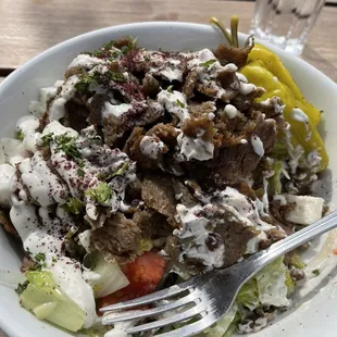 House salad with gyro meat