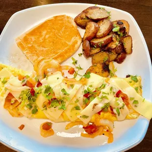 Vegi-Omelette with Swiss cheese and onions. Available only when the chef is cooking.