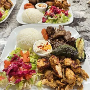 a variety of food on plates