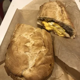 Breakfast sando on Cuban bread