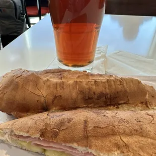 Cuban sandwich and beer