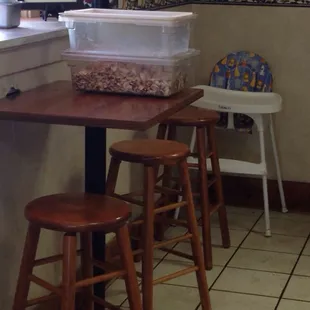 Food stored on counter - notice hole in the wall