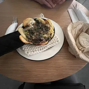 Spiced Eggs & Beef in cast iron