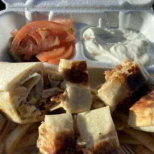 Arabic Chicken Shawarma Sandwich with Fries