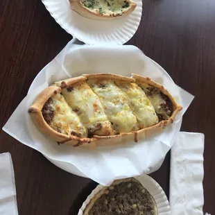 Safiha meat pie , Turkish pizza with eggs and  Syrian cheese fatayer
