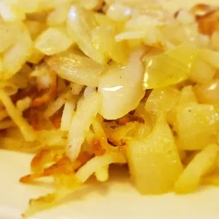 Golden hash browns with onions