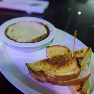 French onion soup and grilled cheese