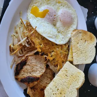 Grilled Pork Chops & Eggs