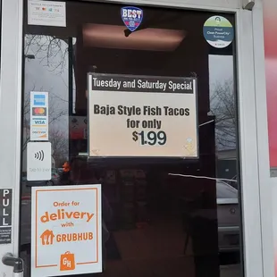 Taco Tuesday! Fish Tacos is now $1.99 each on Tue. &amp; Sat.