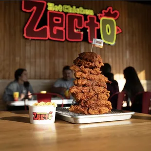 a stack of fried chicken