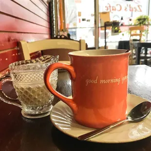 A+ for the mismatched drinkware. Really adds to the "vibe"