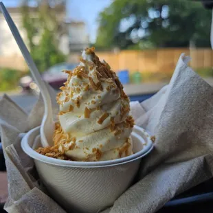 Pineapple ice cream with toasted coconut