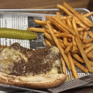 Philly cheesesteak and fries