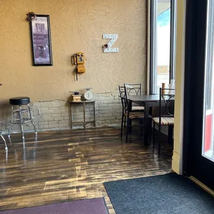 a view of a dining room