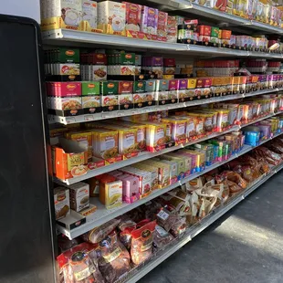 shelves of food