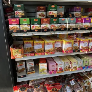 shelves of food