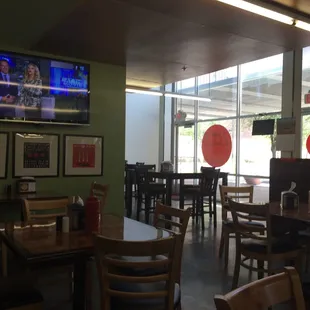 Two large screen TV&apos;s and tables at Zees.