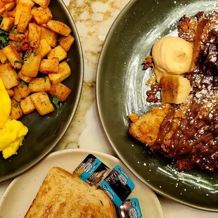 3 egg breakfast &amp; Frosted Flakes French Toast