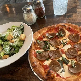 pizza and salad