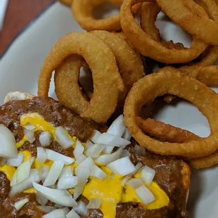 Coney Island Hotdog with Onion Rings
